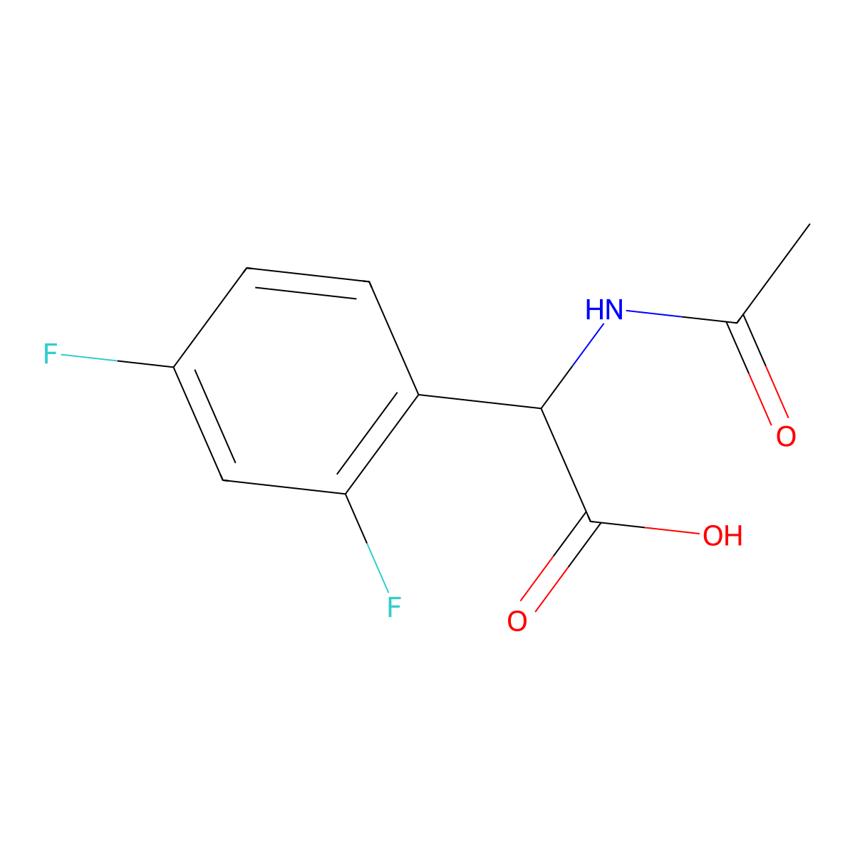 2-(2,4-Difluorophenyl)-2-acetamidoacetic acid molecular structure, CAS 1162696-86-7