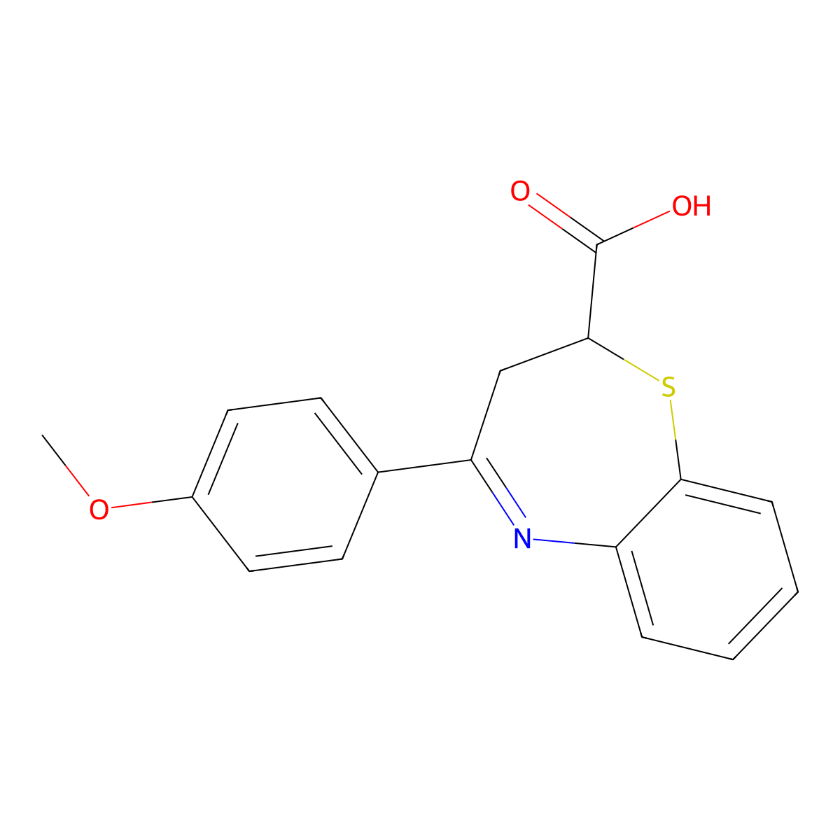 4-(4-Methoxyphenyl)-2,3-dihydro-1,5-benzothiazepine-2-carboxylic acid molecular structure, CAS 116274-71-6