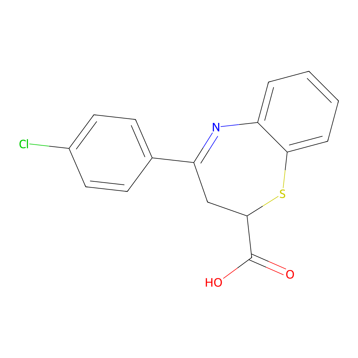 4-(4-Chlorophenyl)-2,3-dihydro-1,5-benzothiazepine-2-carboxylic acid molecular structure, CAS 116274-72-7