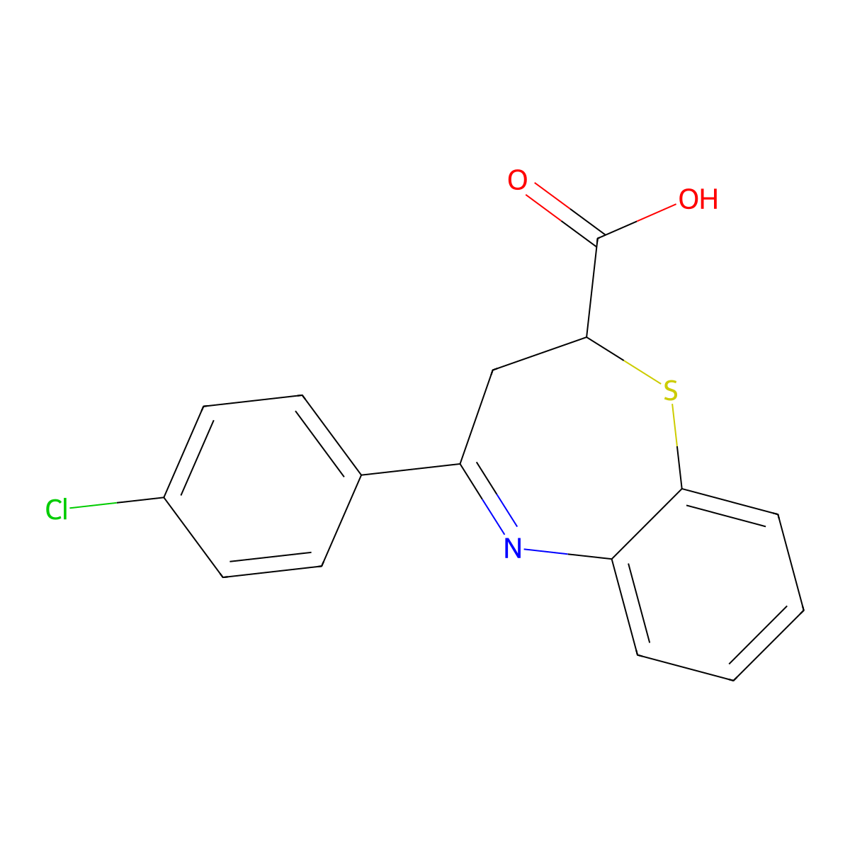 4-(4-Chlorophenyl)-2,3-dihydro-1,5-benzothiazepine-2-carboxylic acid molecular structure, CAS 116274-72-7