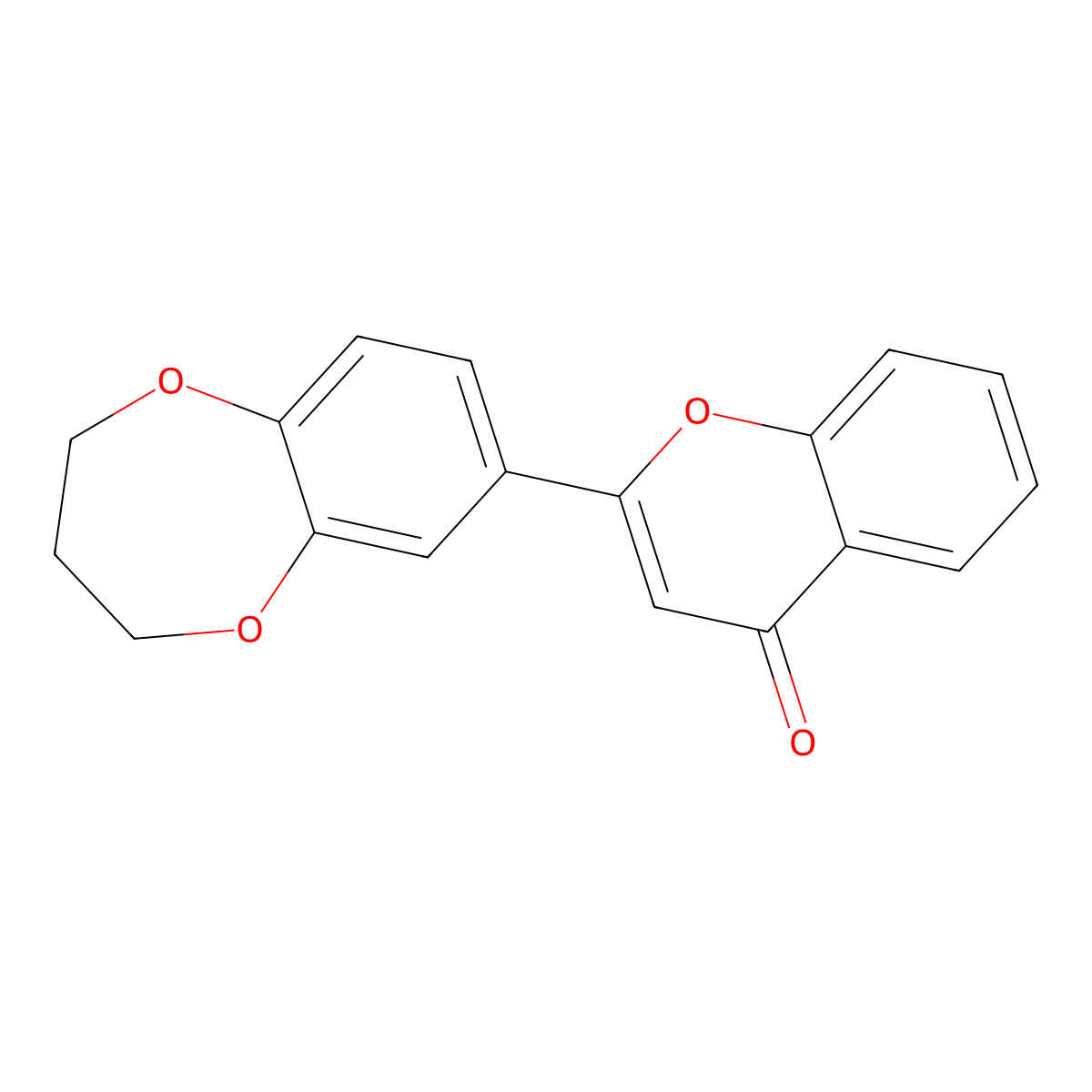 4H-1-Benzopyran-4-one, 2-(3,4-dihydro-2H-1,5-benzodioxepin-7-yl)- molecular structure, CAS 116288-09-6