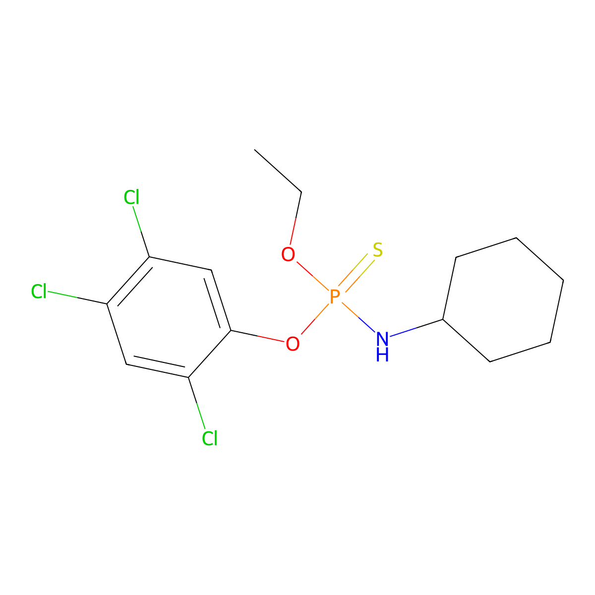 Trichlorophenyl cyclohexylamido ethyl thiophosphate molecular structure, CAS 116295-49-9