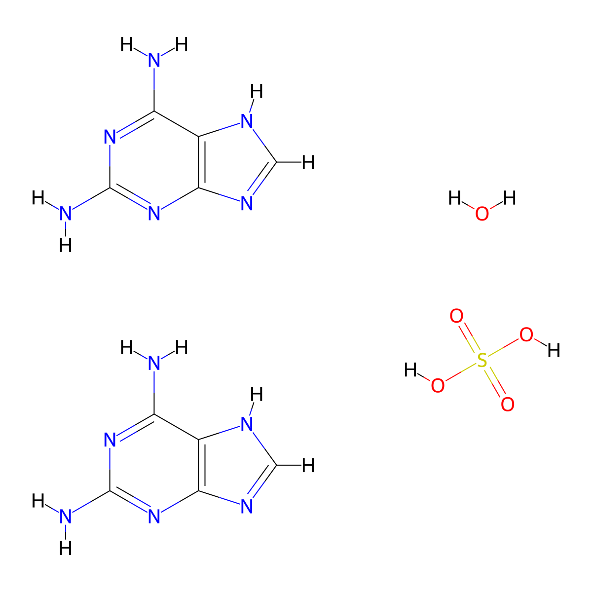 Purine, 2,6-diamino-, sulfate, hydrate molecular structure, CAS 116295-72-8