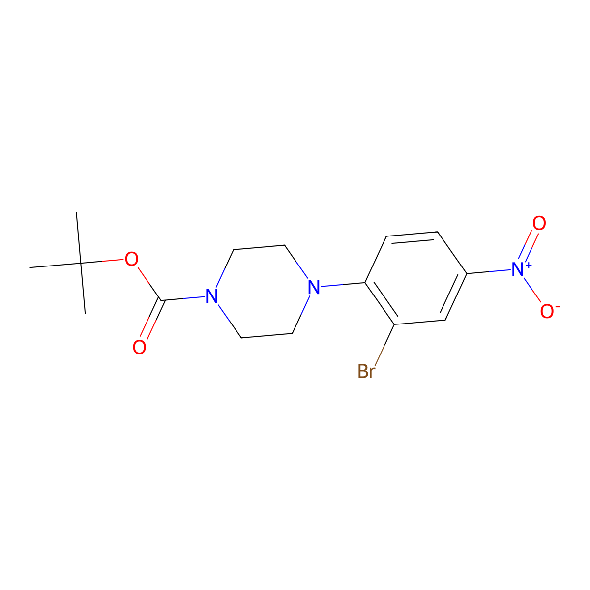 tert-Butyl 4-(2-bromo-4-nitrophenyl)piperazine-1-carboxylate molecular structure, CAS 1163126-69-9