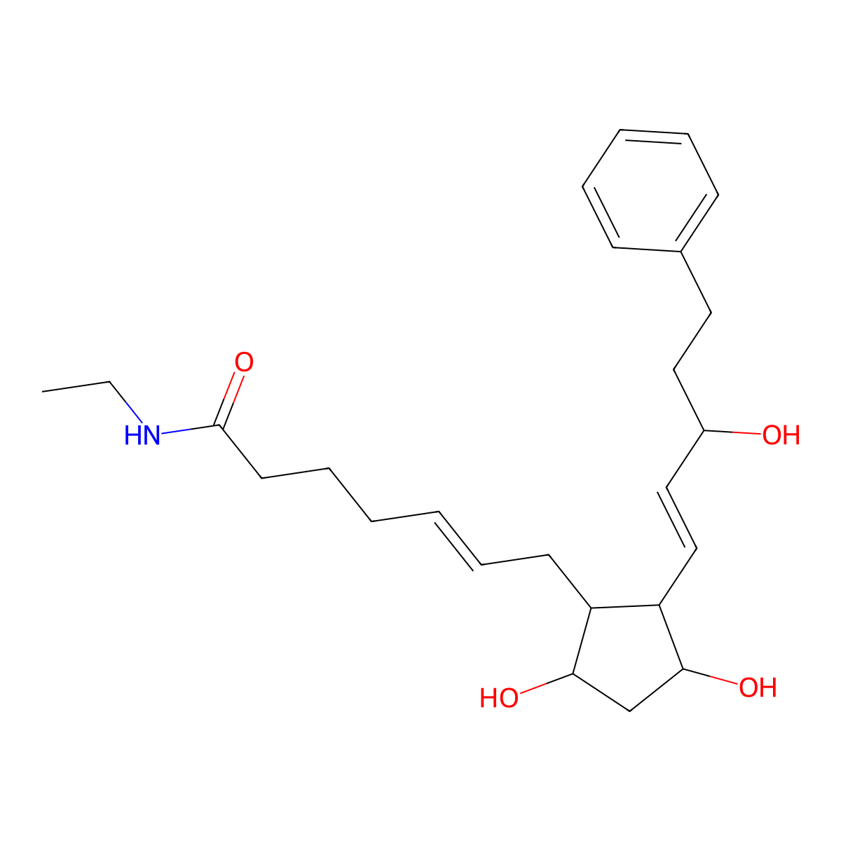 7-((1R,2R,3R,5S)-3,5-Dihydroxy-2-((1E,3R)-3-hydroxy-5-phenyl-1-penten-1-yl)cyclopentyl)-N-ethyl-5-heptenamide, (5Z)- molecular structure, CAS 1163135-92-9