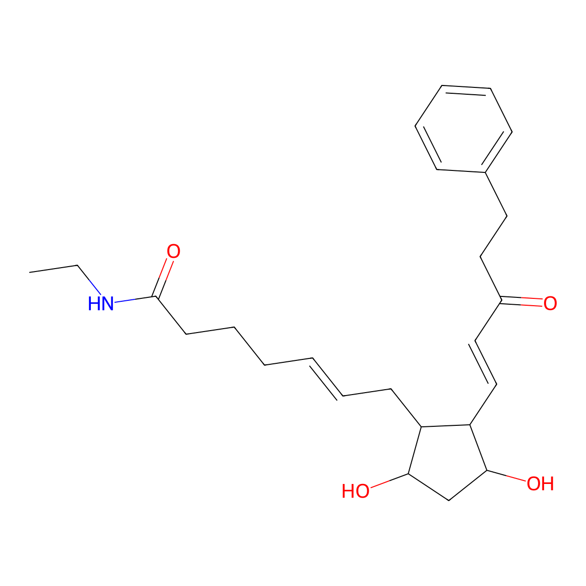 (5Z)-7-((1R,2R,3R,5S)-3,5-Dihydroxy-2-((1E)-3-oxo-5-phenyl-1-penten-1-yl)cyclopentyl)-N-ethyl-5-heptenamide molecular structure, CAS 1163135-96-3