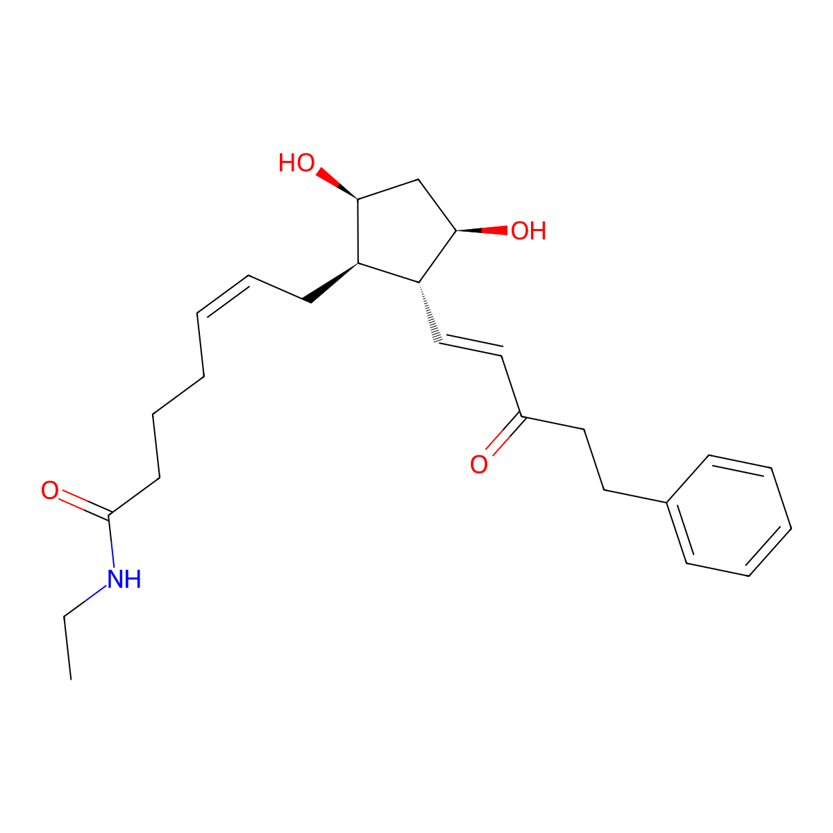 (5Z)-7-((1R,2R,3R,5S)-3,5-Dihydroxy-2-((1E)-3-oxo-5-phenyl-1-penten-1-yl)cyclopentyl)-N-ethyl-5-heptenamide molecular structure, CAS 1163135-96-3