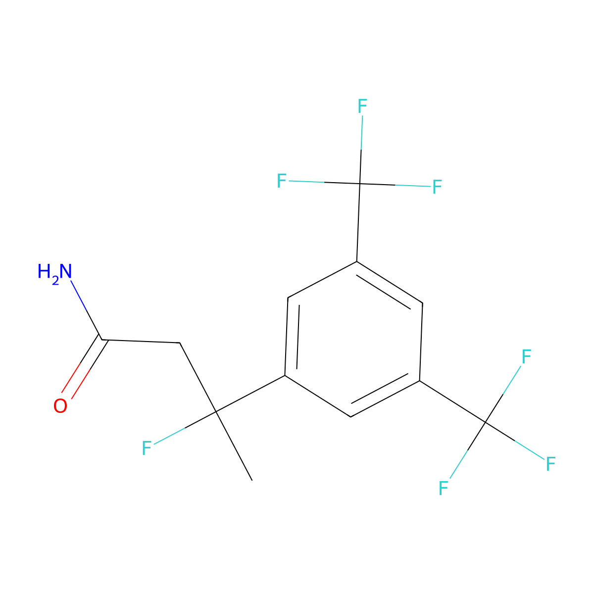 3-(3,5-Bis-trifluoromethyl-phenyl)-3-fluoro-butyramide molecular structure, CAS 1163136-19-3