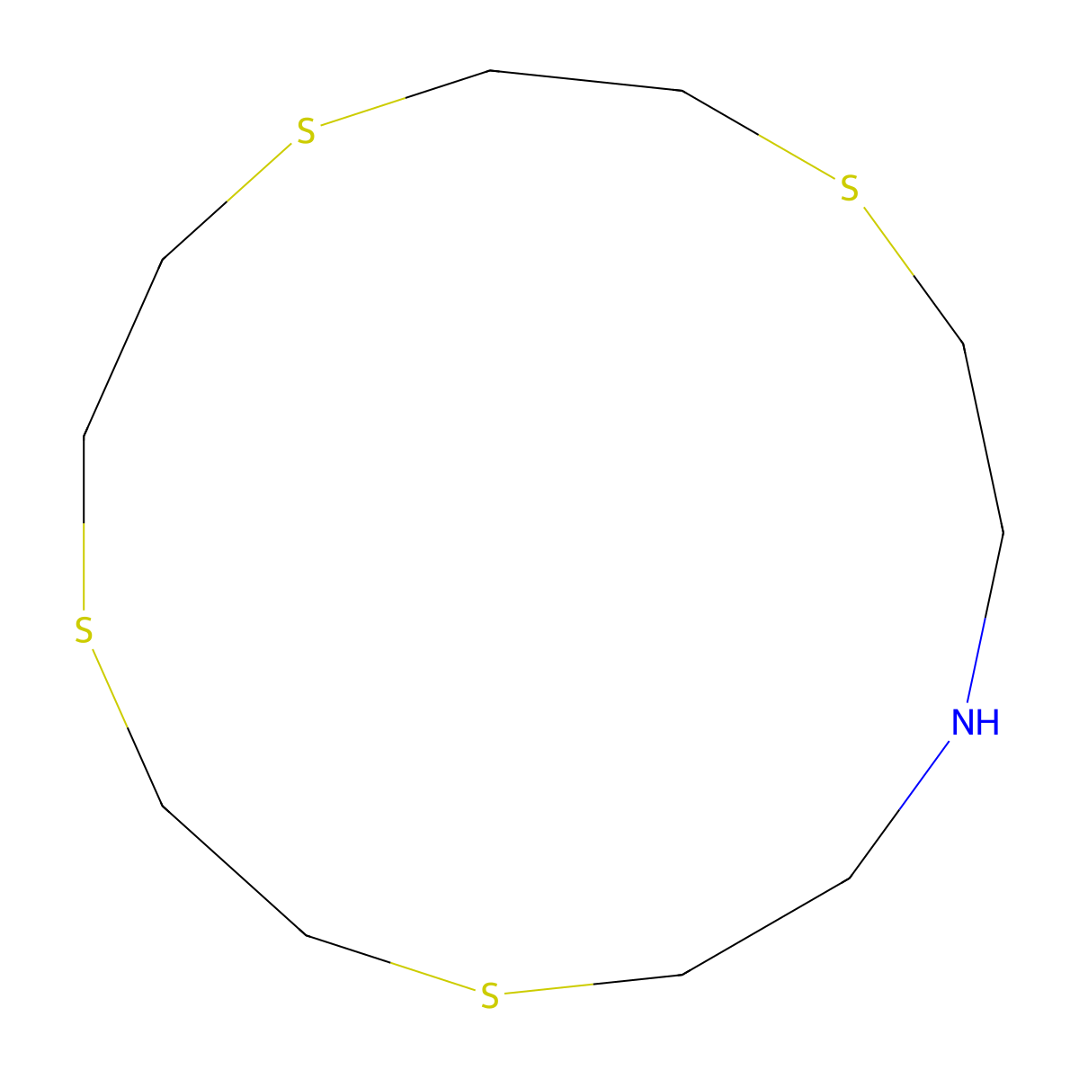 1,4,7,10-Tetrathia-13-azacyclopentadecane molecular structure, CAS 116319-25-6