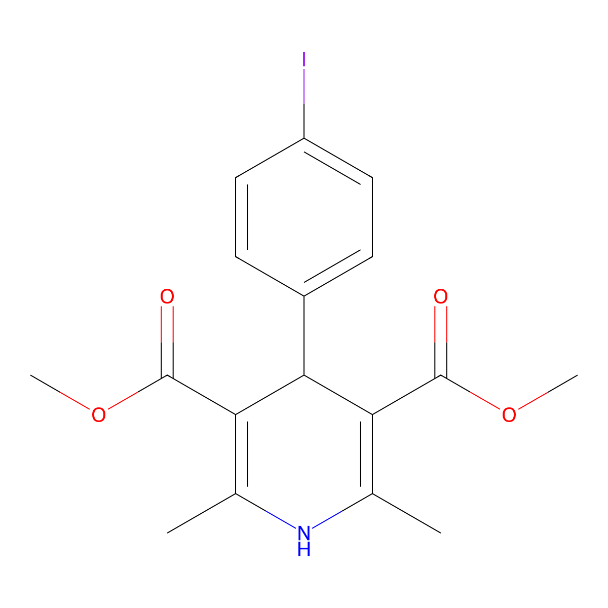 Dimethyl 4-(4-iodophenyl)-2,6-dimethyl-1,4-dihydropyridine-3,5-dicarboxylate molecular structure, CAS 116324-78-8