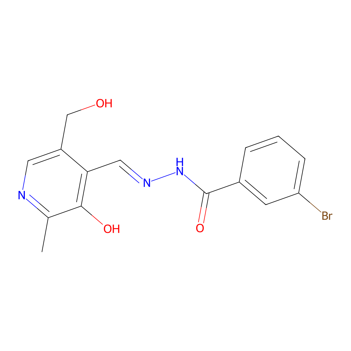 3-Bromo-N'-{[3-hydroxy-5-(hydroxymethyl)-2-methylpyridin-4-YL]methylidene}benzohydrazide molecular structure, CAS 116324-92-6