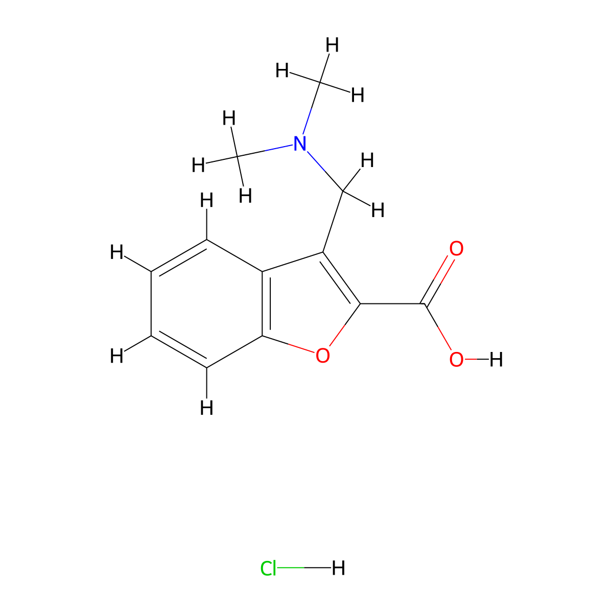 3-[(Dimethylamino)methyl]-1-benzofuran-2-carboxylic acid hydrochloride molecular structure, CAS 1163245-85-9
