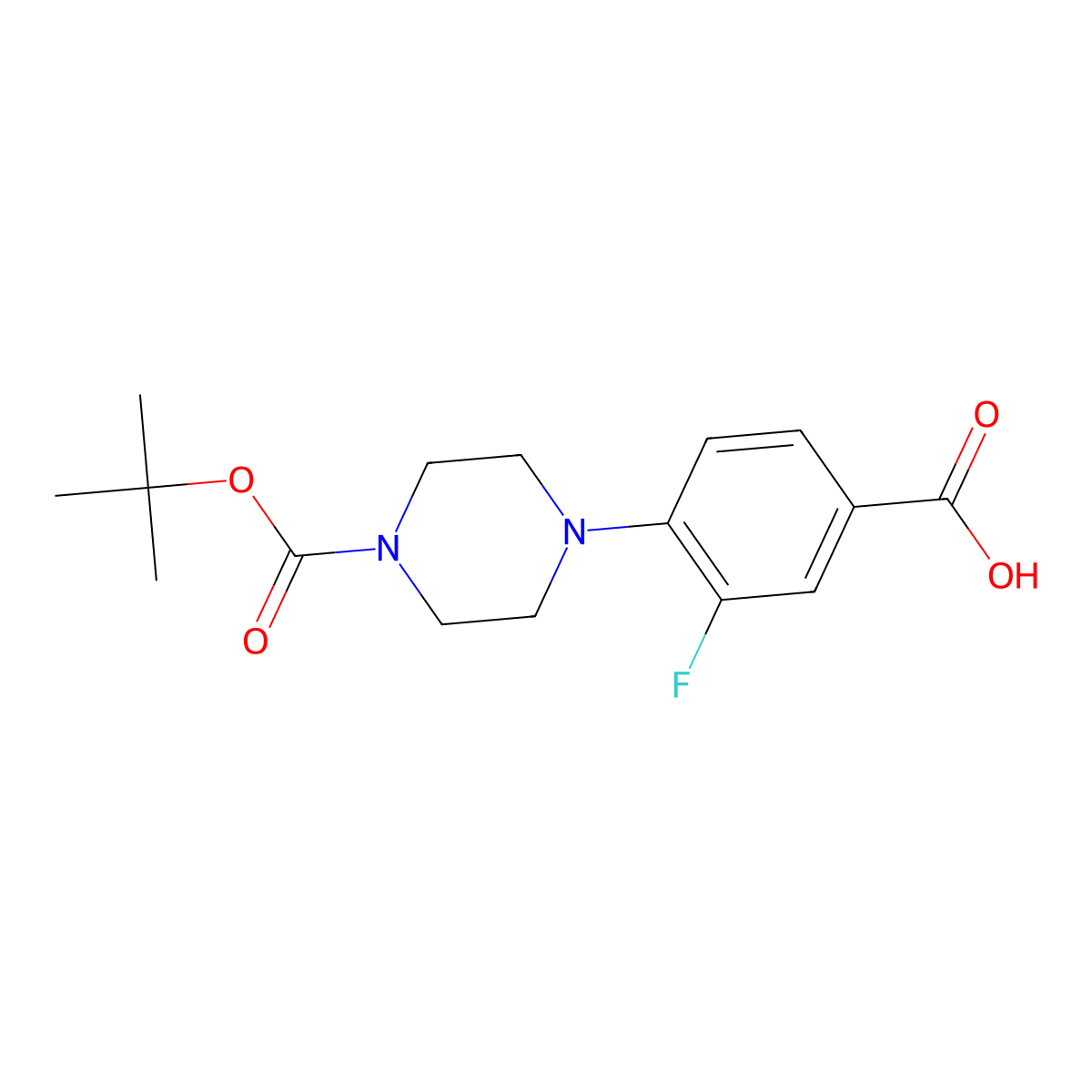 4-(4-(Tert-butoxycarbonyl)piperazin-1-yl)-3-fluorobenzoic acid molecular structure, CAS 1163247-87-7