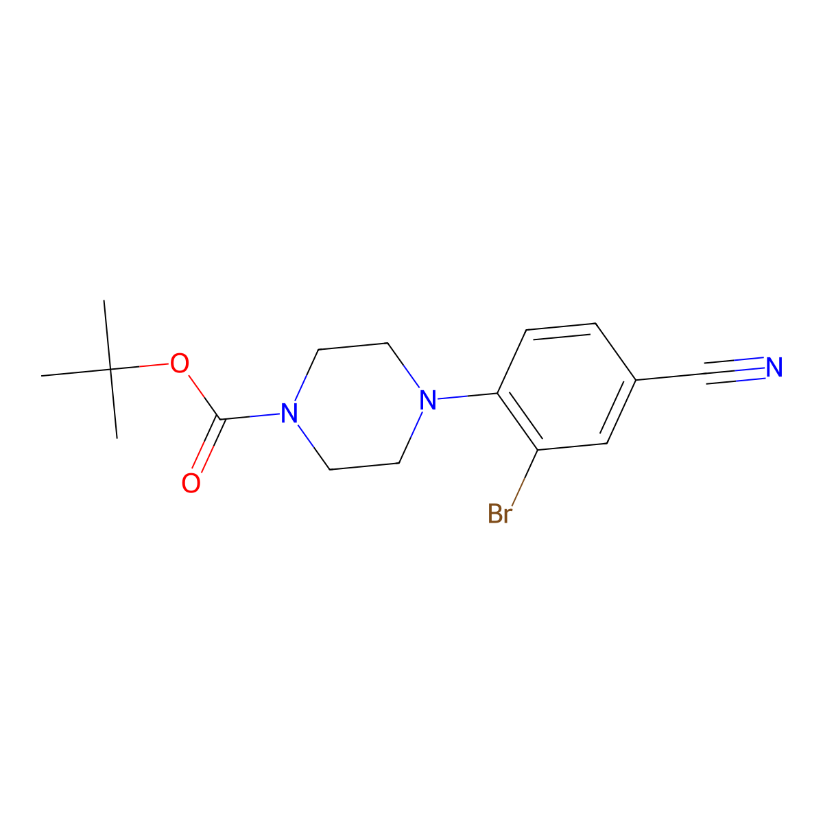 tert-Butyl 4-(2-bromo-4-cyanophenyl)-piperazine-1-carboxylate molecular structure, CAS 1163248-18-7