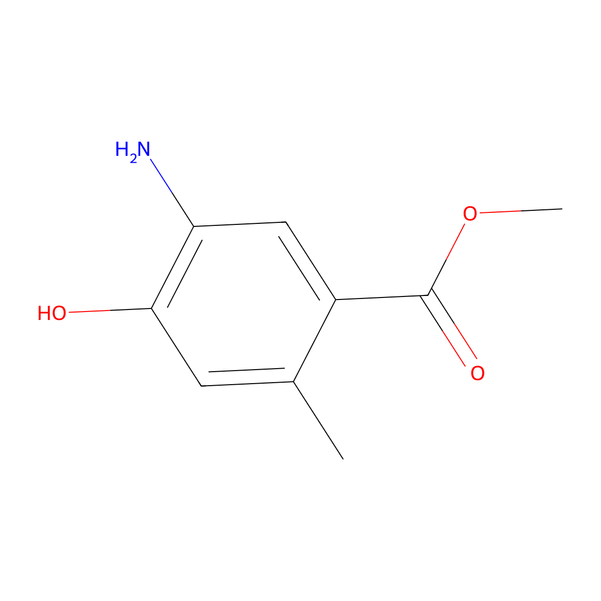Methyl 5-amino-4-hydroxy-2-methylbenzoate molecular structure, CAS 1163281-03-5