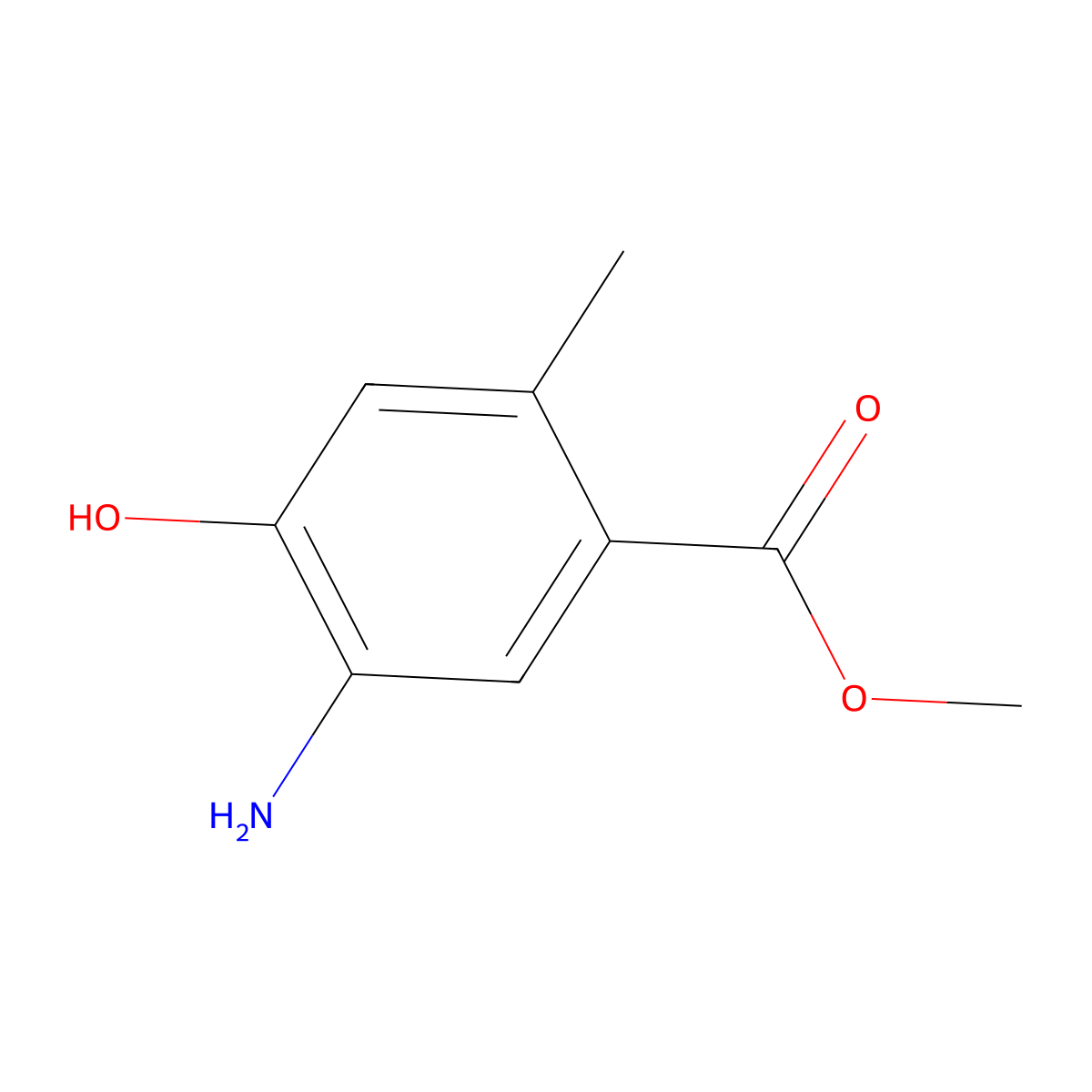 Methyl 5-amino-4-hydroxy-2-methylbenzoate molecular structure, CAS 1163281-03-5