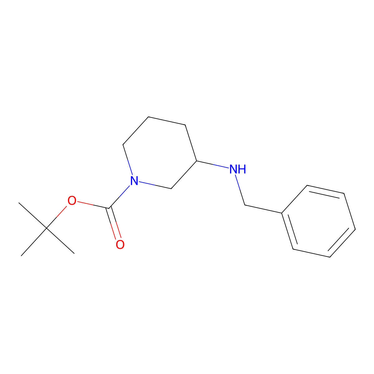Tert-butyl (3r)-3-(benzylamino)piperidine-1-carboxylate molecular structure, CAS 1163285-67-3
