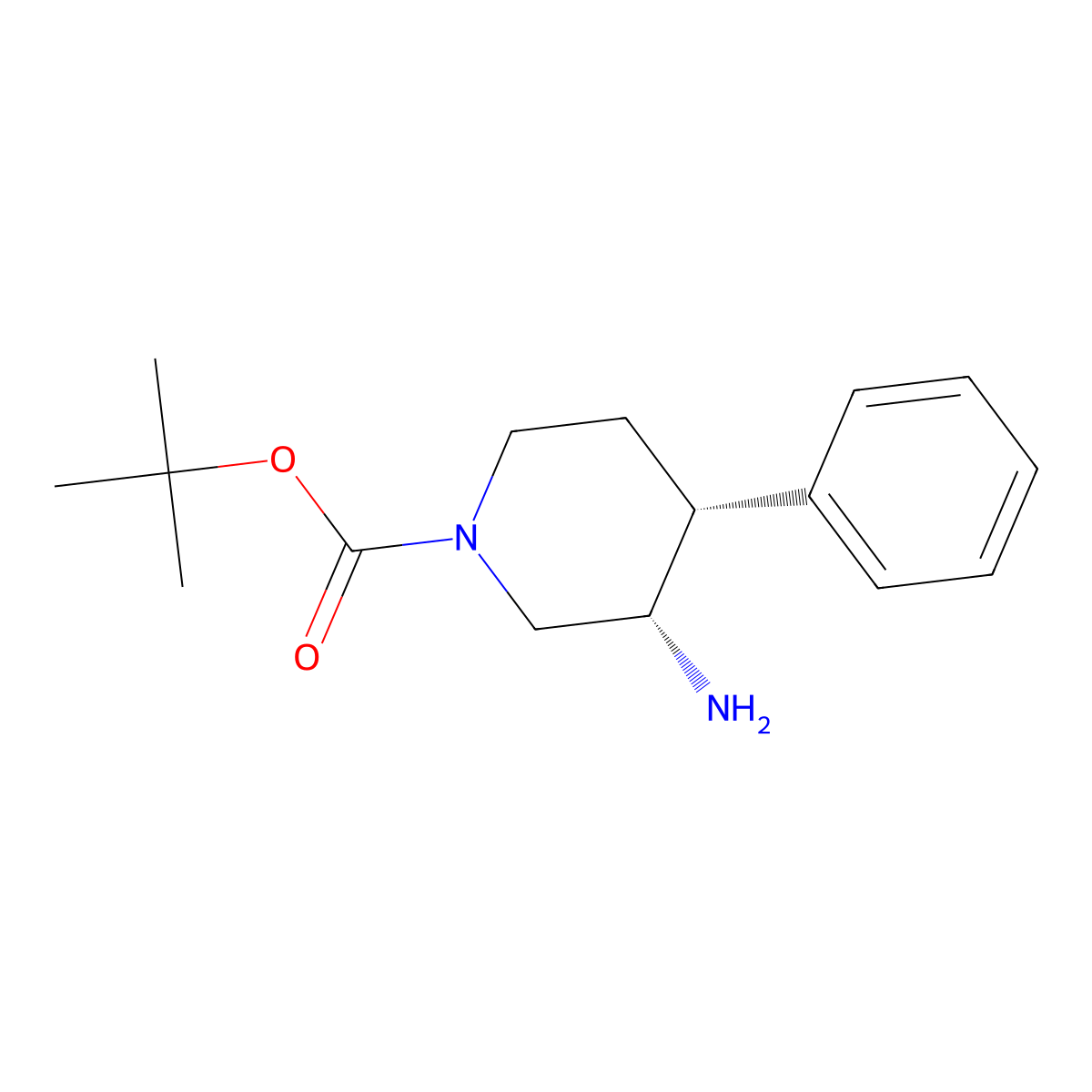 tert-butyl (3S,4R)-3-amino-4-phenylpiperidine-1-carboxylate molecular structure, CAS 1163286-35-8