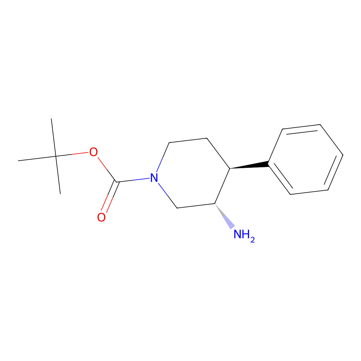 tert-butyl (3S,4S)-3-amino-4-phenylpiperidine-1-carboxylate molecular structure, CAS 1163286-50-7