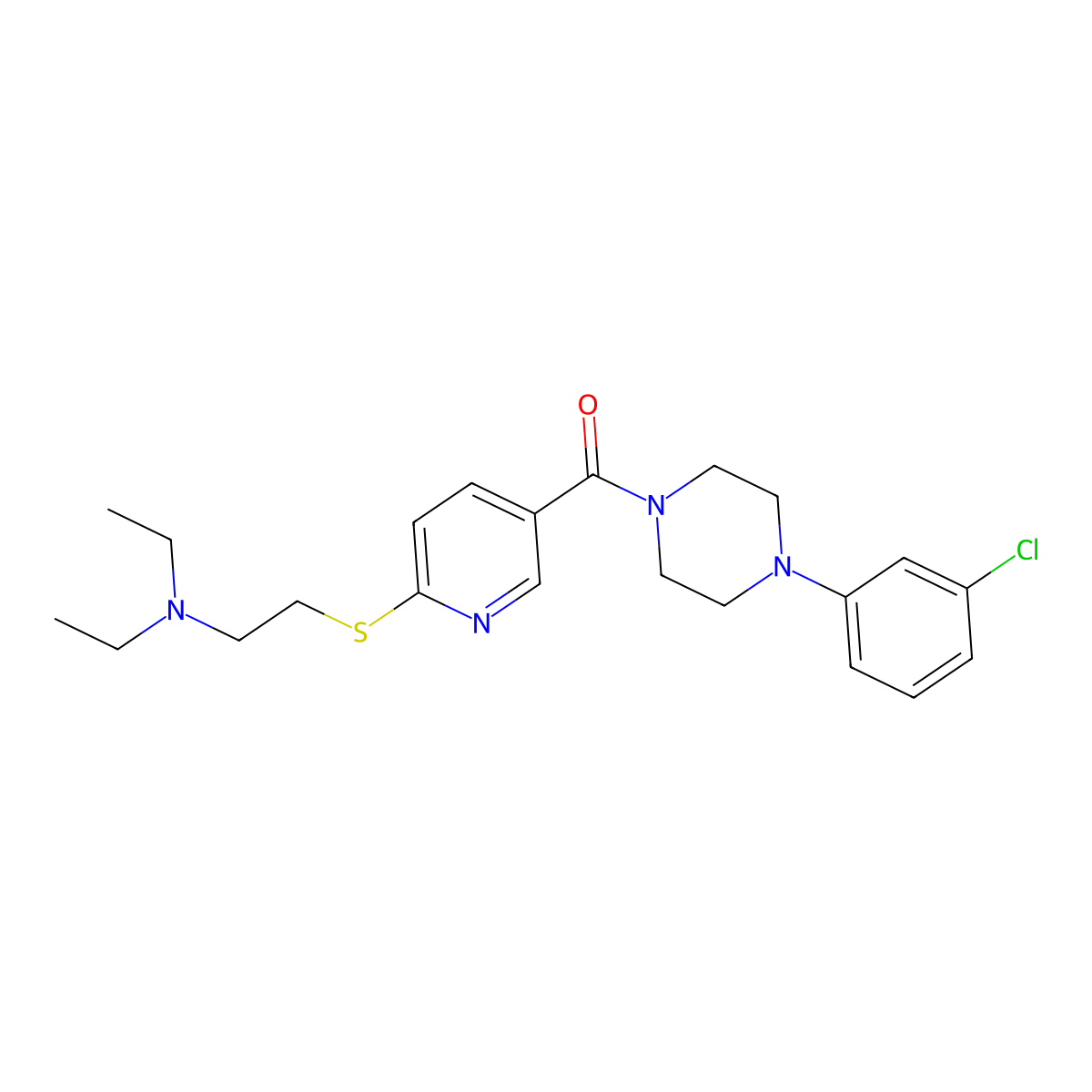 {2-[(5-{[4-(3-Chlorophenyl)piperazin-1-yl]carbonyl}pyridin-2-yl)thio]ethyl}diethylamine molecular structure, CAS 1163289-43-7