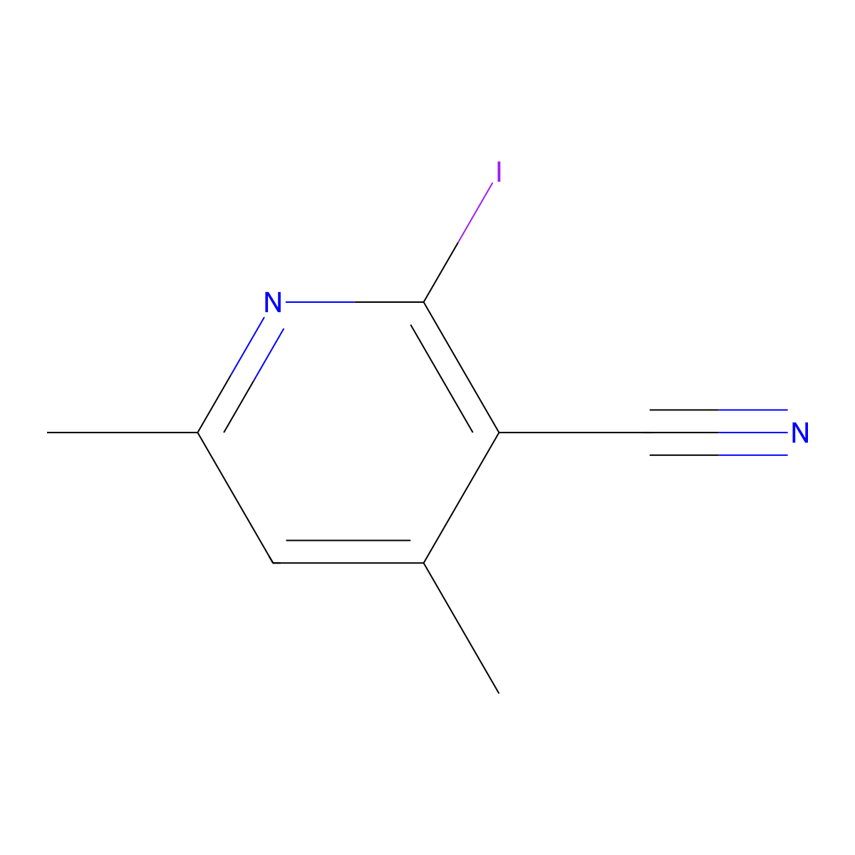 2-Iodo-4,6-dimethyl-nicotinonitrile molecular structure, CAS 1163297-83-3