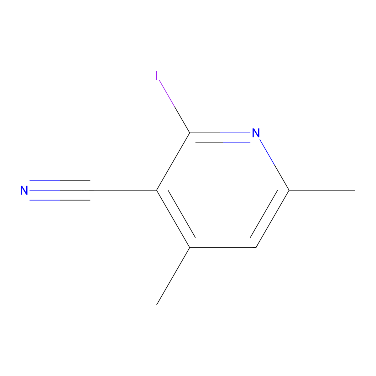 2-Iodo-4,6-dimethyl-nicotinonitrile molecular structure, CAS 1163297-83-3