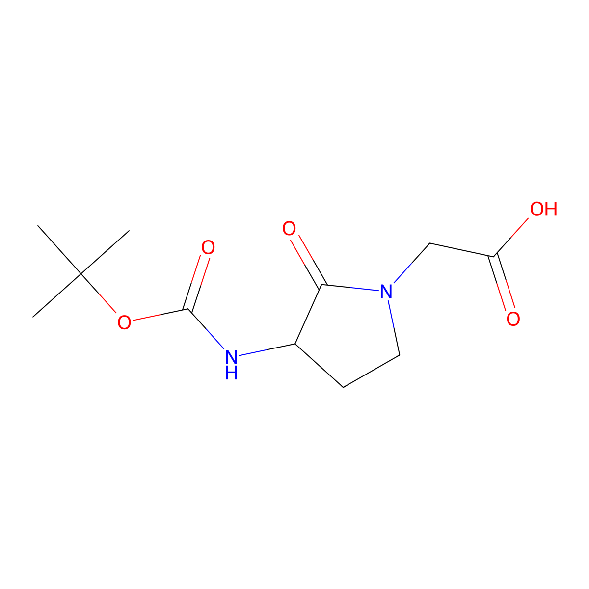 2-(3-(Boc-amino)-2-oxopyrrolidin-1-yl)acetic acid molecular structure, CAS 116339-45-8
