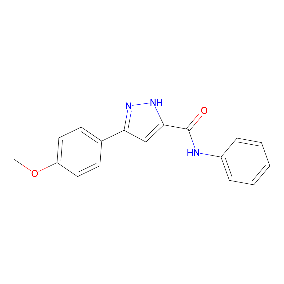 1H-Pyrazole-3-carboxamide, 5-(4-methoxyphenyl)-N-phenyl- molecular structure, CAS 116341-61-8