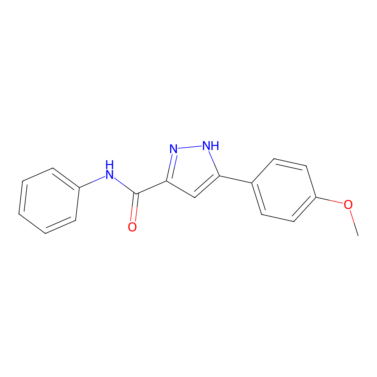 1H-Pyrazole-3-carboxamide, 5-(4-methoxyphenyl)-N-phenyl- molecular structure, CAS 116341-61-8