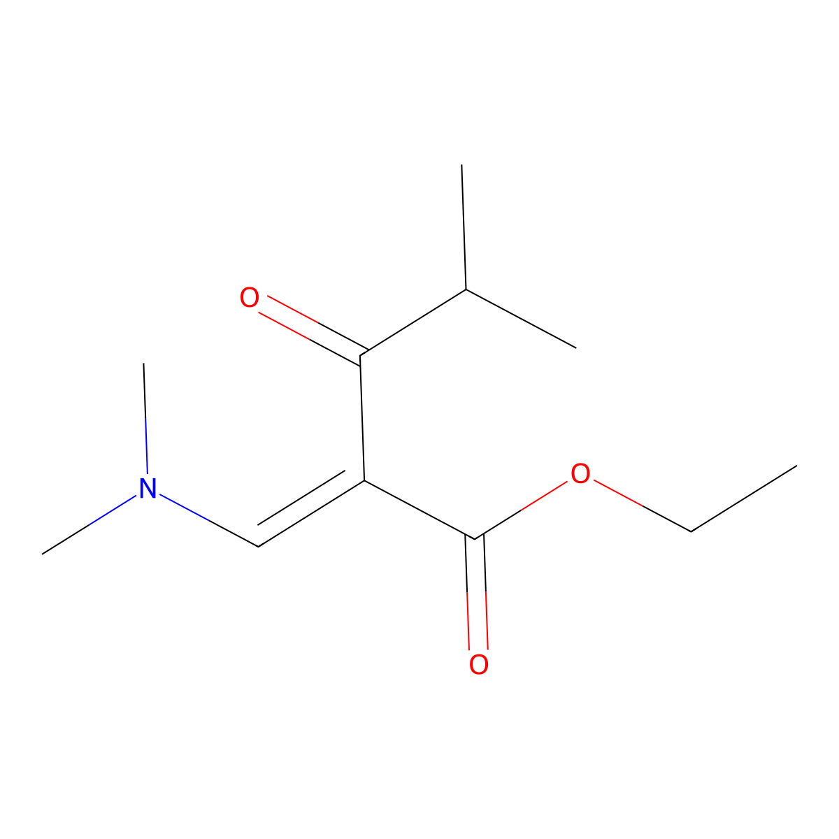 Ethyl 2-((dimethylamino)methylene)-4-methyl-3-oxopentanoate molecular structure, CAS 116344-09-3