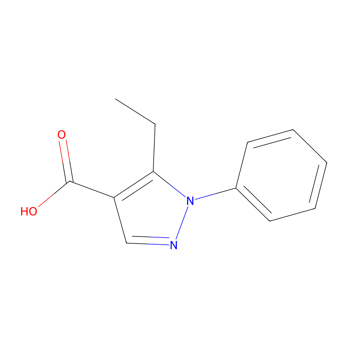 5-ethyl-1-phenyl-1H-pyrazole-4-carboxylic acid molecular structure, CAS 116344-16-2