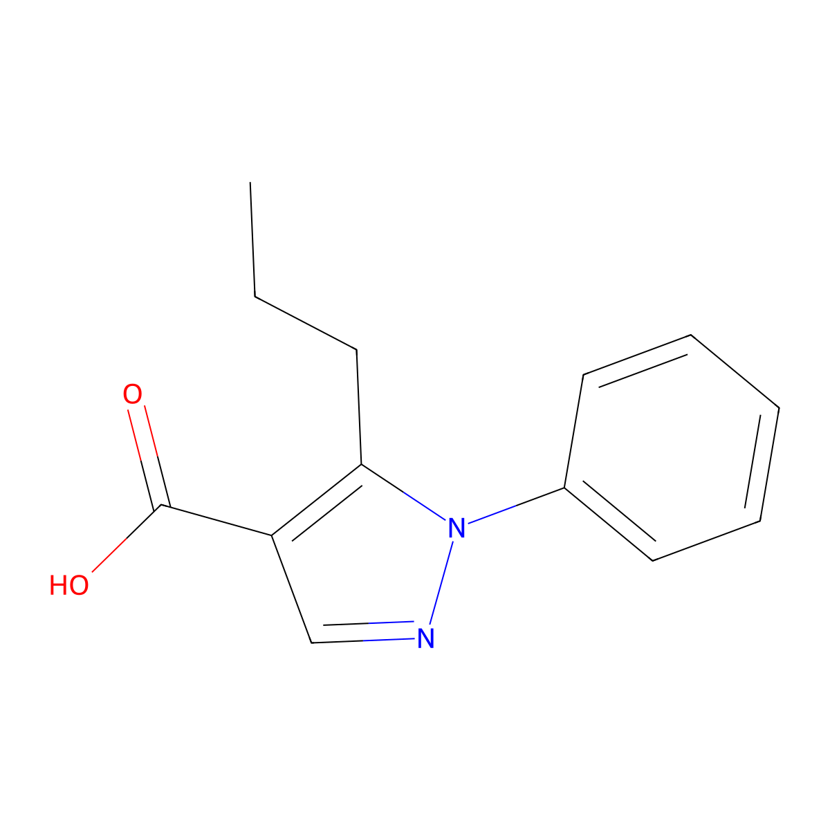 1-Phenyl-5-propyl-1H-pyrazole-4-carboxylic acid molecular structure, CAS 116344-17-3