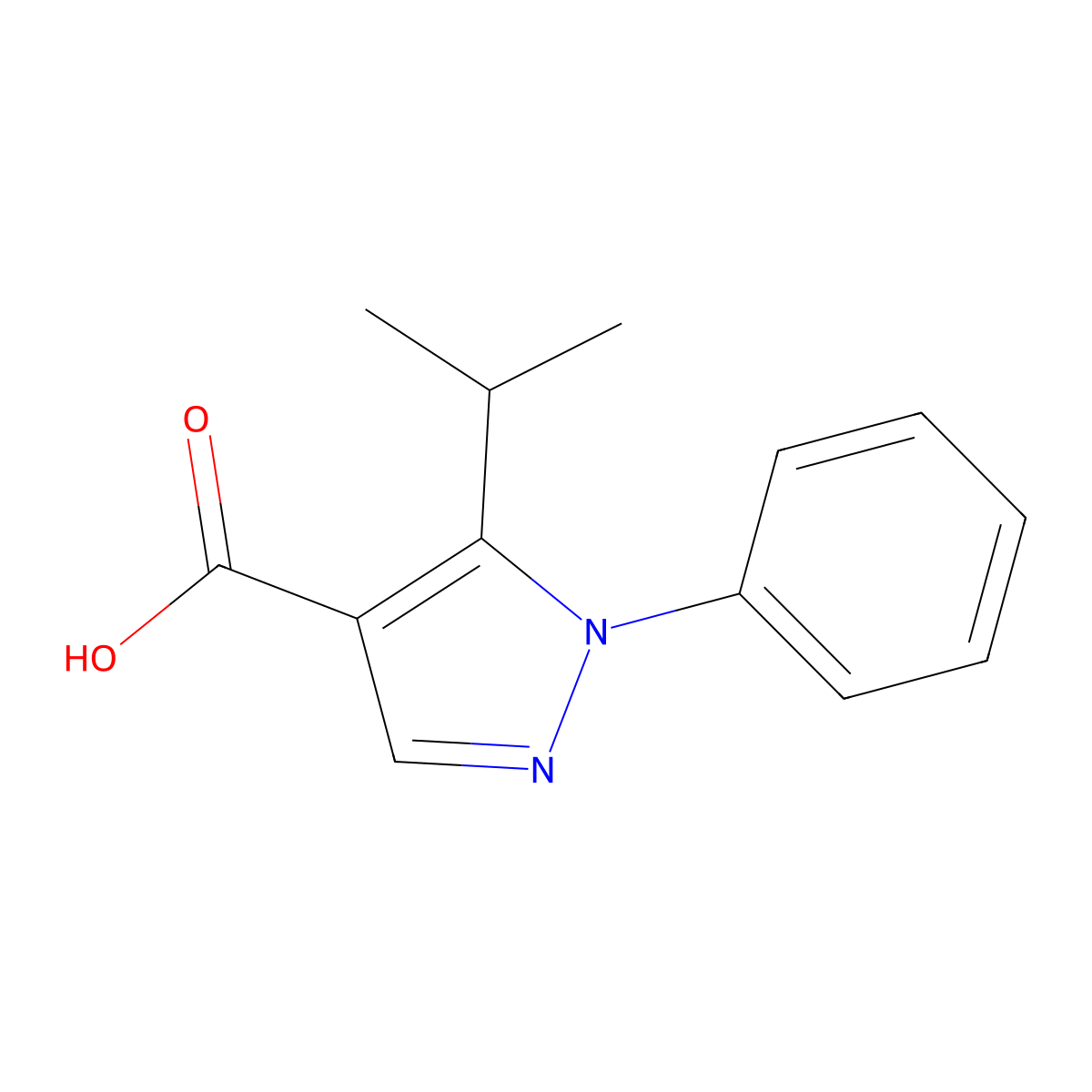 5-isopropyl-1-phenyl-1H-pyrazole-4-carboxylic acid molecular structure, CAS 116344-18-4