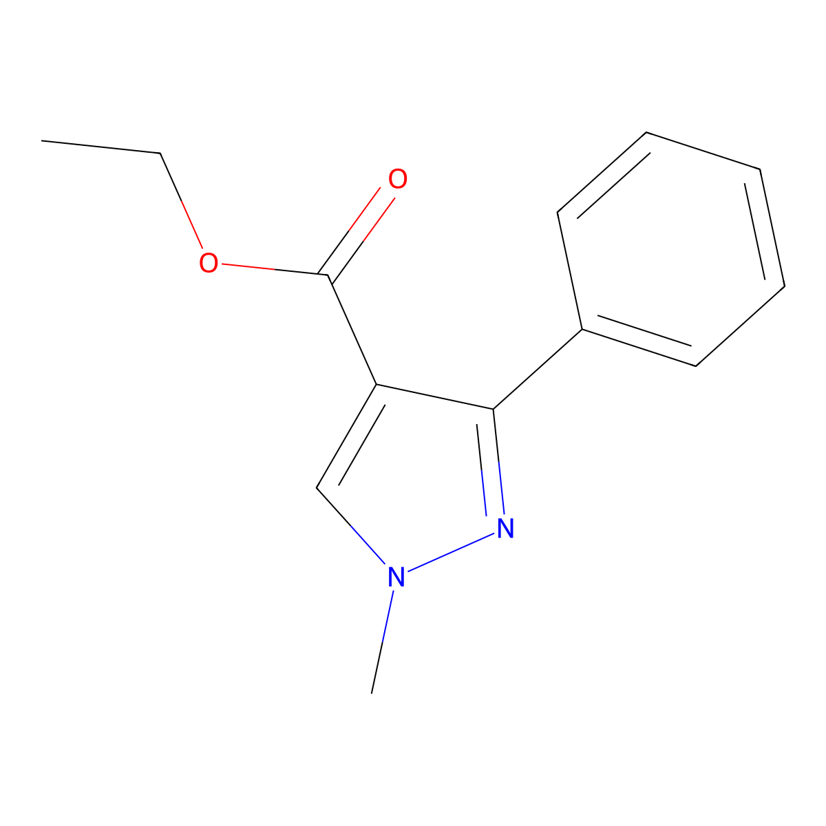 ethyl 1-methyl-3-phenyl-1H-pyrazole-4-carboxylate molecular structure, CAS 116344-31-1