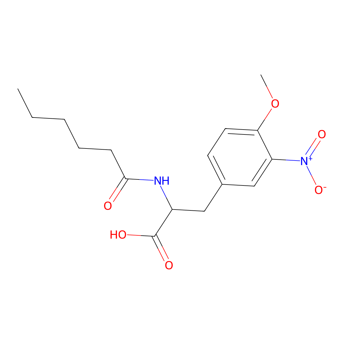 DL-Tyrosine, O-methyl-3-nitro-N-(1-oxohexyl)- molecular structure, CAS 116366-19-9