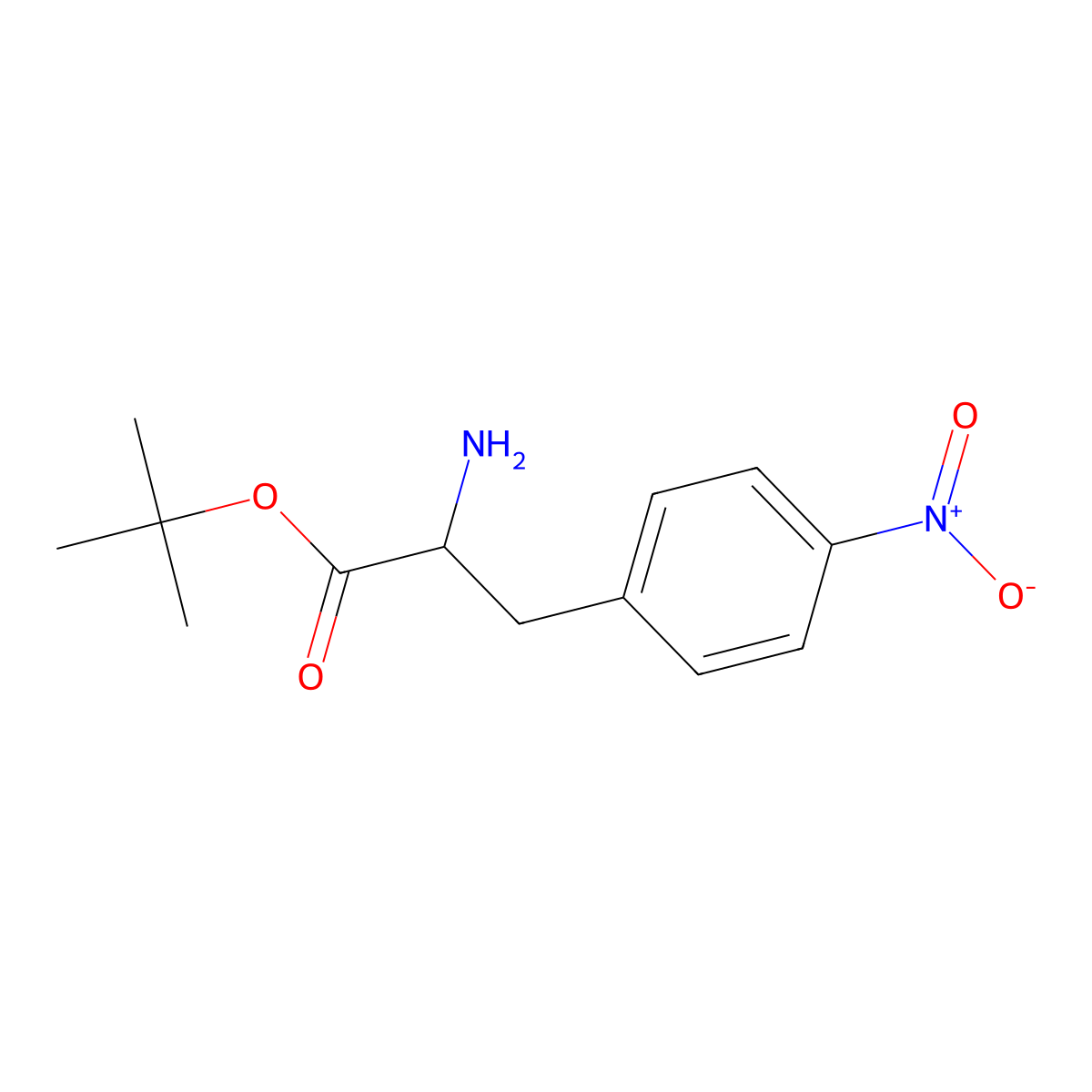 tert-butyl (2S)-2-amino-3-(4-nitrophenyl)propanoate molecular structure, CAS 116366-32-6