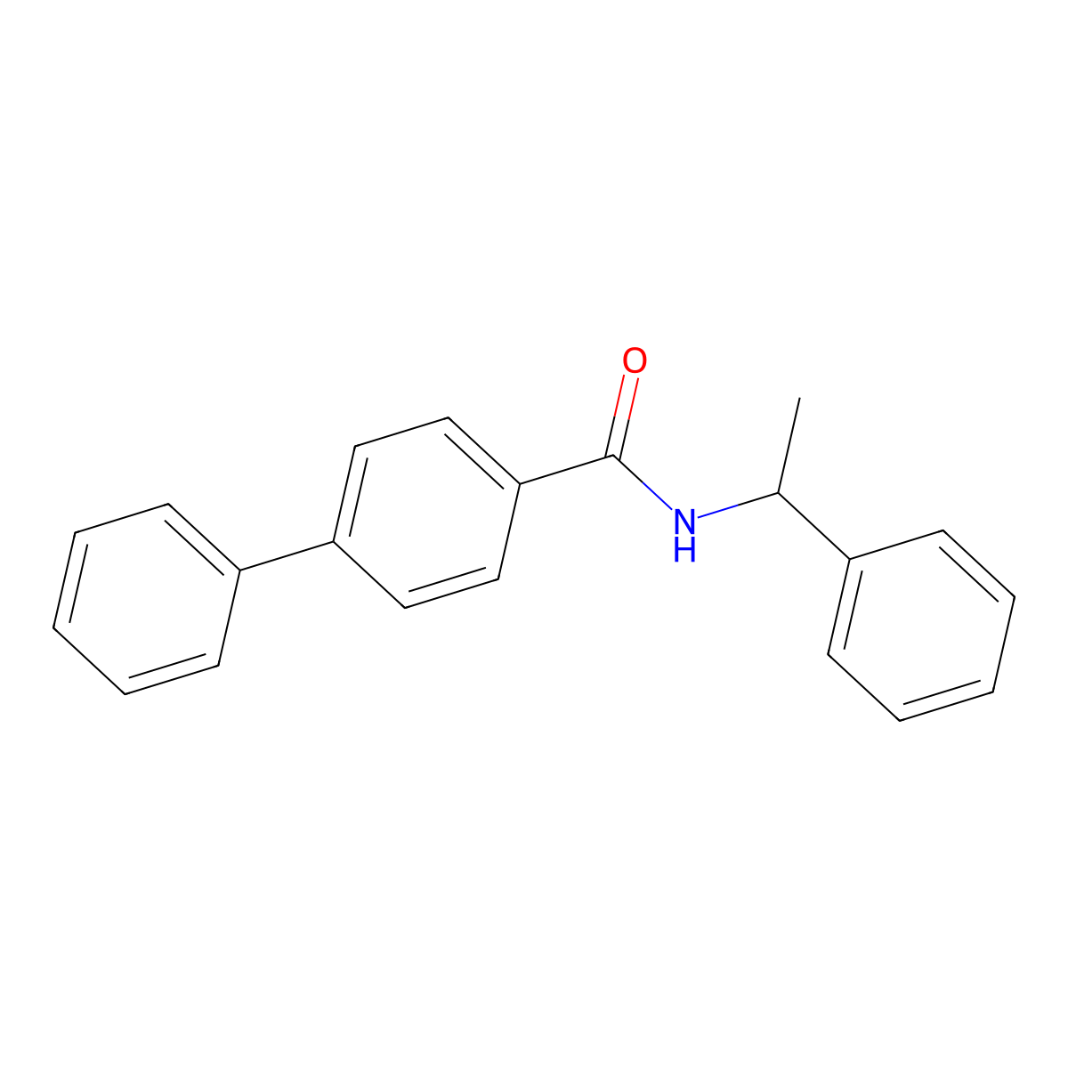 4-phenyl-N-(1-phenylethyl)benzamide molecular structure, CAS 116368-44-6
