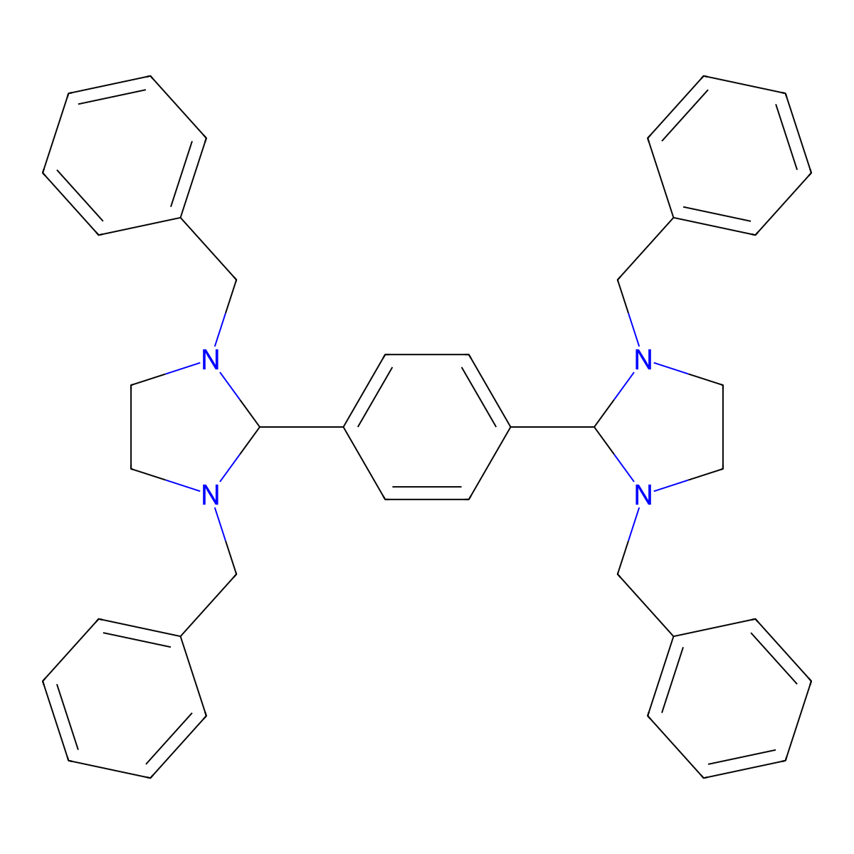 1,3-Dibenzyl-2-[4-(1,3-dibenzylimidazolidin-2-yl)phenyl]imidazolidine molecular structure, CAS 116368-64-0