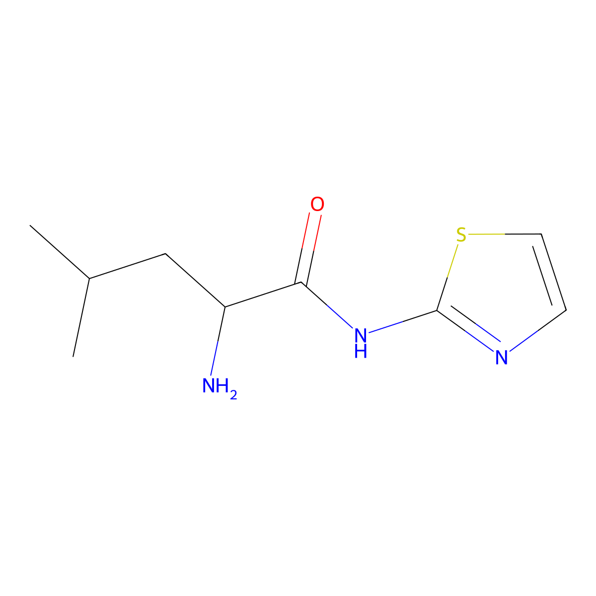 2-amino-4-methyl-N-(1,3-thiazol-2-yl)pentanamide molecular structure, CAS 1163680-52-1