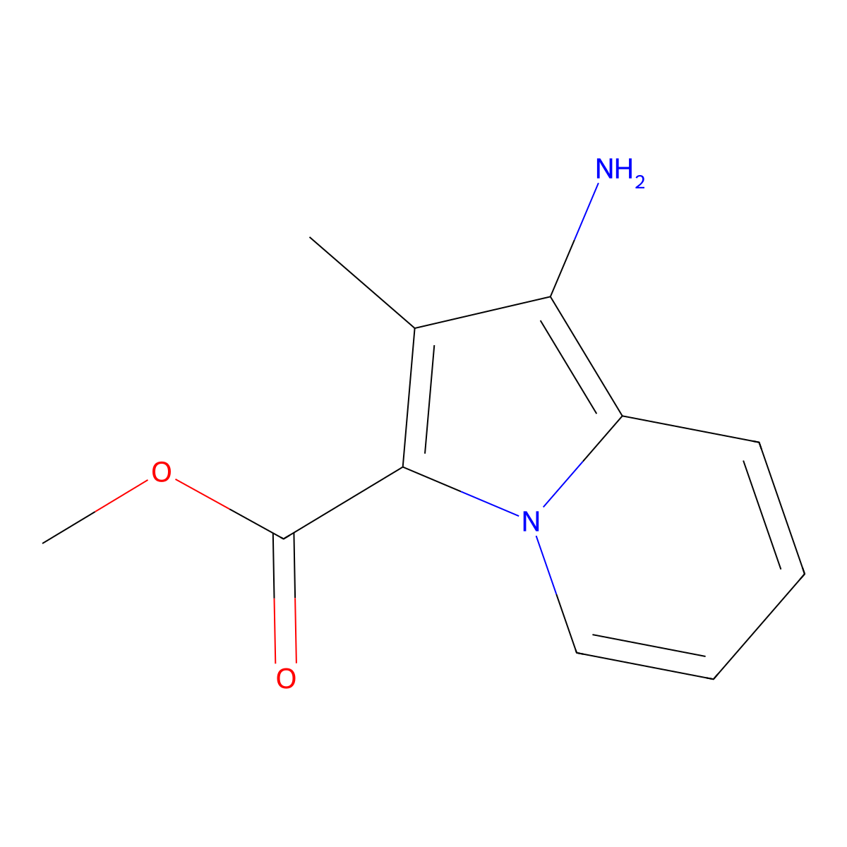 Methyl 1-amino-2-methylindolizine-3-carboxylate molecular structure, CAS 1163682-82-3
