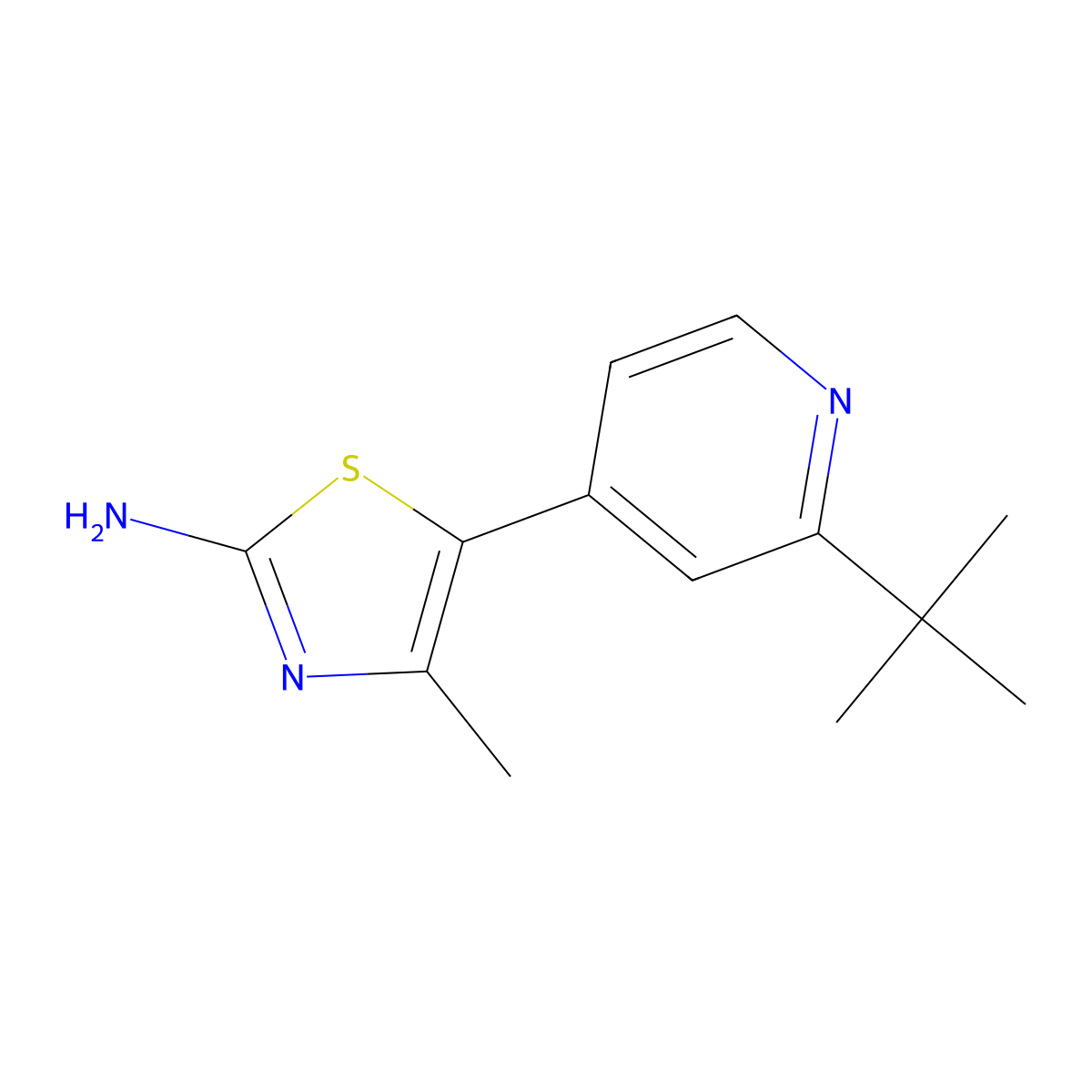 5-(2-Tert-butylpyridin-4-yl)-4-methylthiazol-2-amine molecular structure, CAS 1163706-62-4