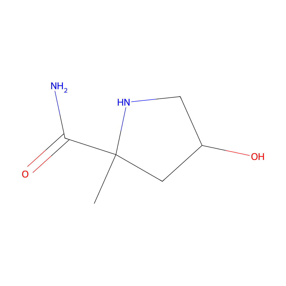 (2S,4R)-4-hydroxy-2-methylpyrrolidine-2-carboxamide molecular structure, CAS 1163706-91-9