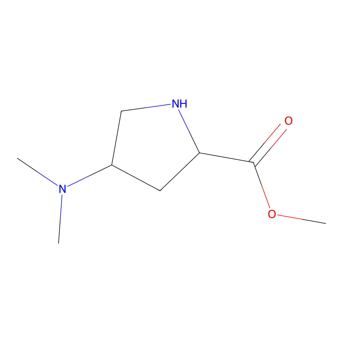 methyl (4R)-4-(dimethylamino)-L-prolinate molecular structure, CAS 1163706-98-6