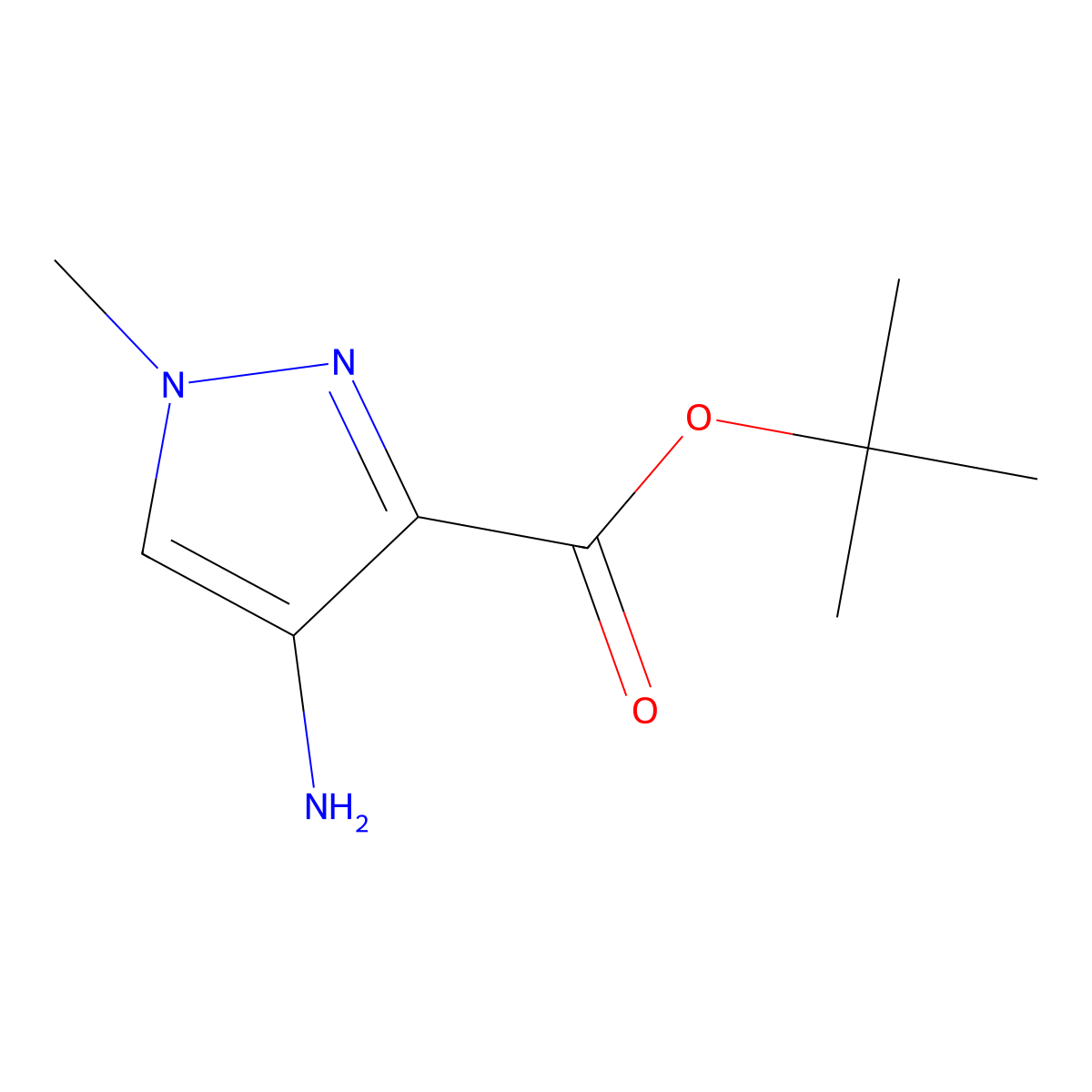 tert-butyl 4-amino-1-methyl-1H-pyrazole-3-carboxylate molecular structure, CAS 1163714-75-7