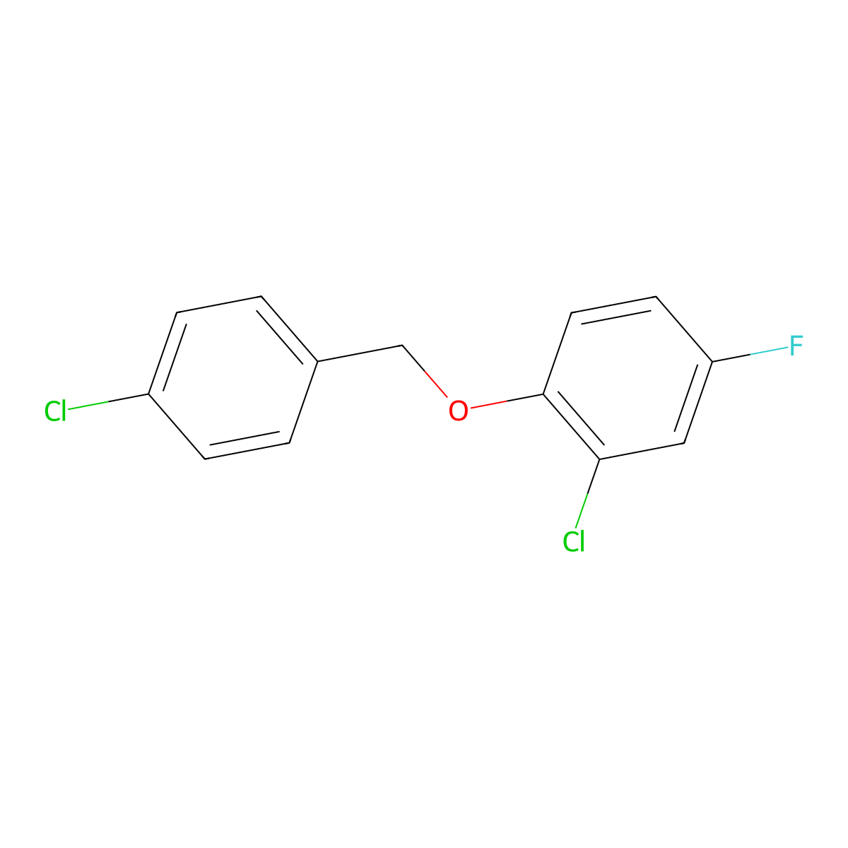 4-Chlorobenzyl 2-chloro-4-fluorophenyl ether molecular structure, CAS 1163729-31-4