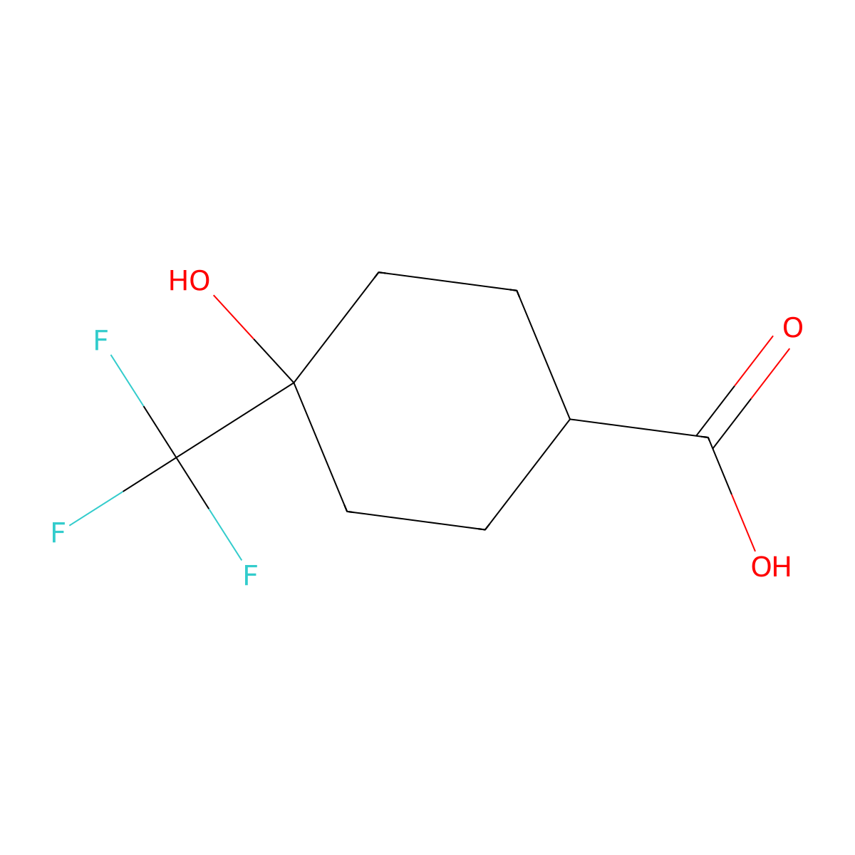 4-Hydroxy-4-(trifluoromethyl)cyclohexane-1-carboxylic acid molecular structure, CAS 1163729-47-2