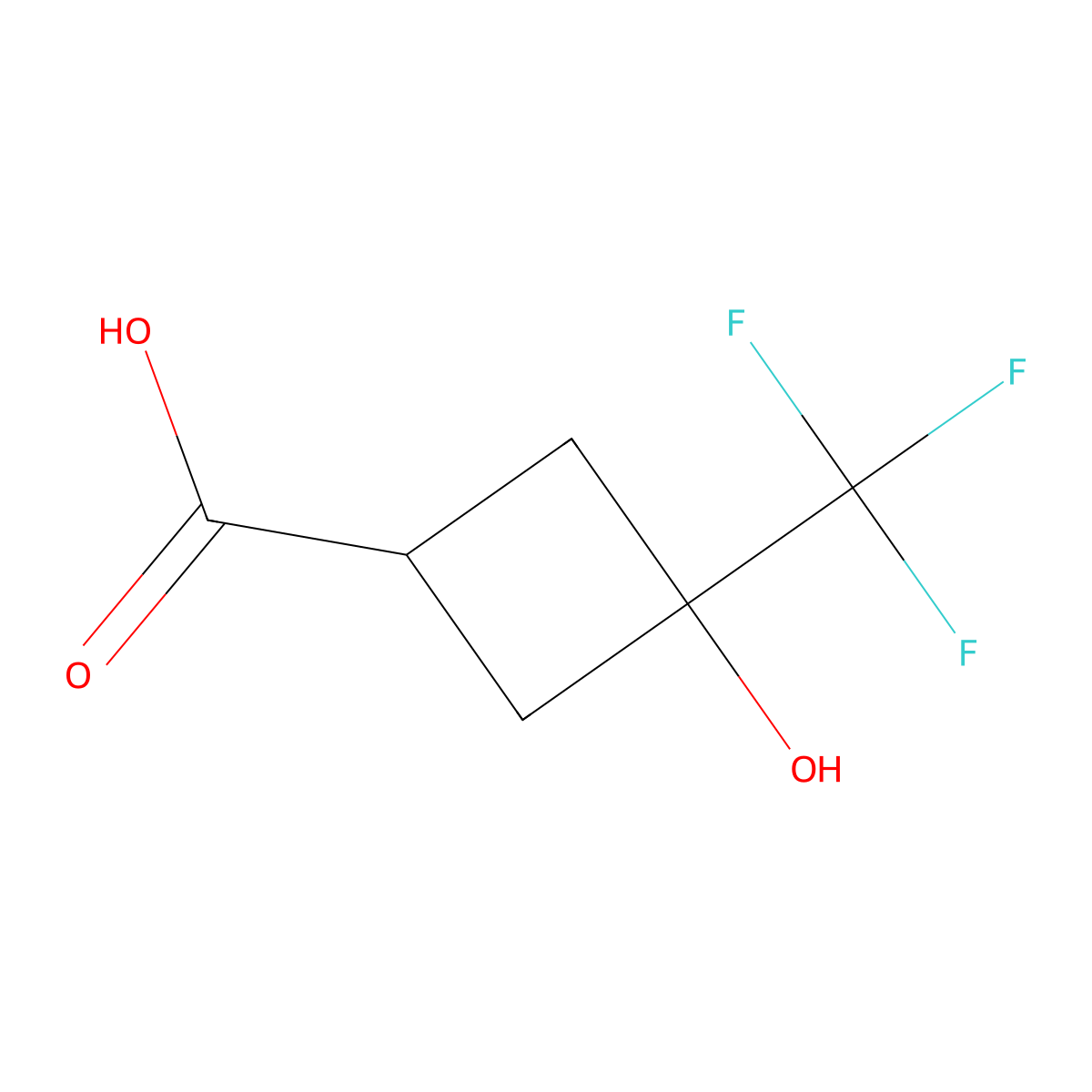 3-Hydroxy-3-(trifluoromethyl)cyclobutane-1-carboxylic acid molecular structure, CAS 1163729-49-4