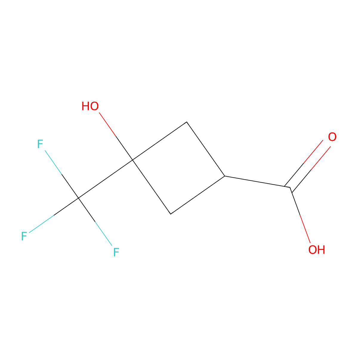 3-Hydroxy-3-(trifluoromethyl)cyclobutane-1-carboxylic acid molecular structure, CAS 1163729-49-4
