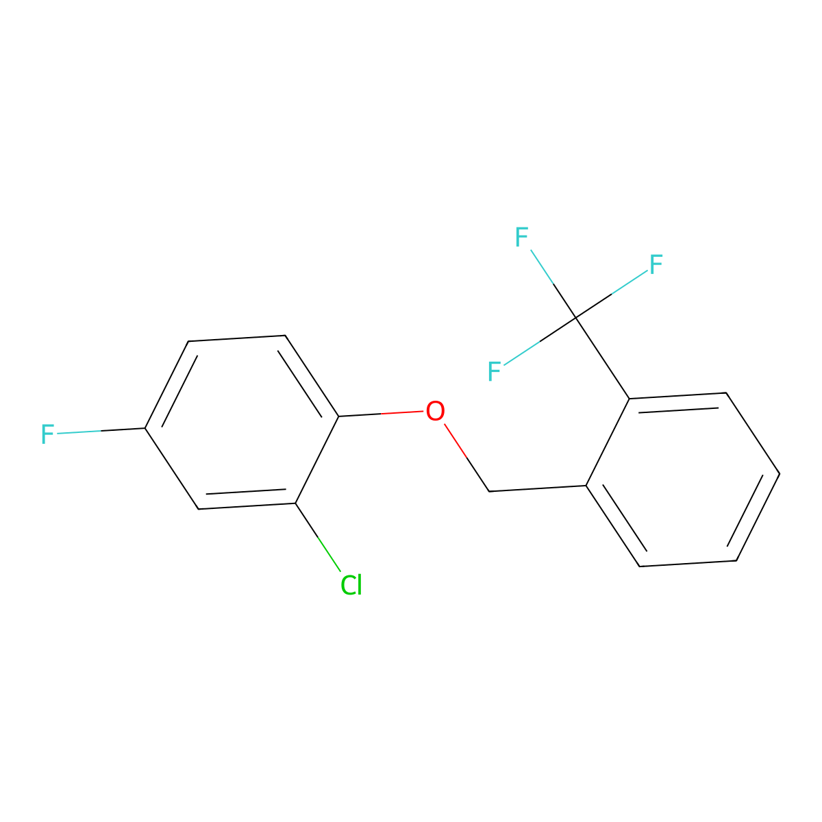 2-Chloro-4-fluorophenyl 2-(trifluoromethyl)benzyl ether molecular structure, CAS 1163729-54-1