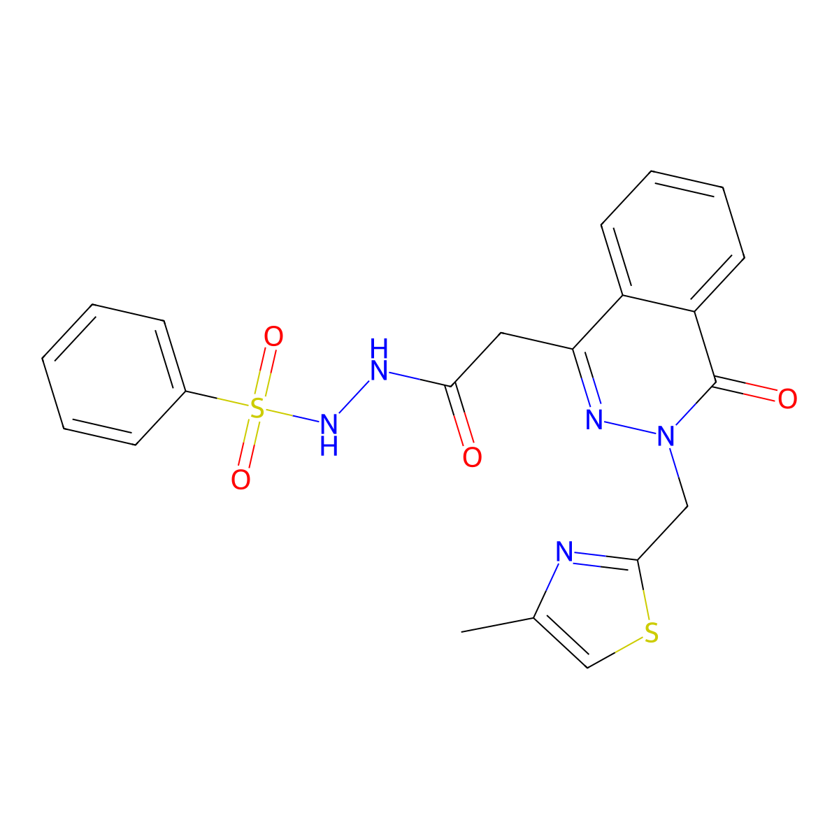 N'-(2-(3-((4-Methylthiazol-2-yl)methyl)-4-oxo-3,4-dihydrophthalazin-1-yl)acetyl)benzenesulfonohydrazide molecular structure, CAS 1163729-74-5